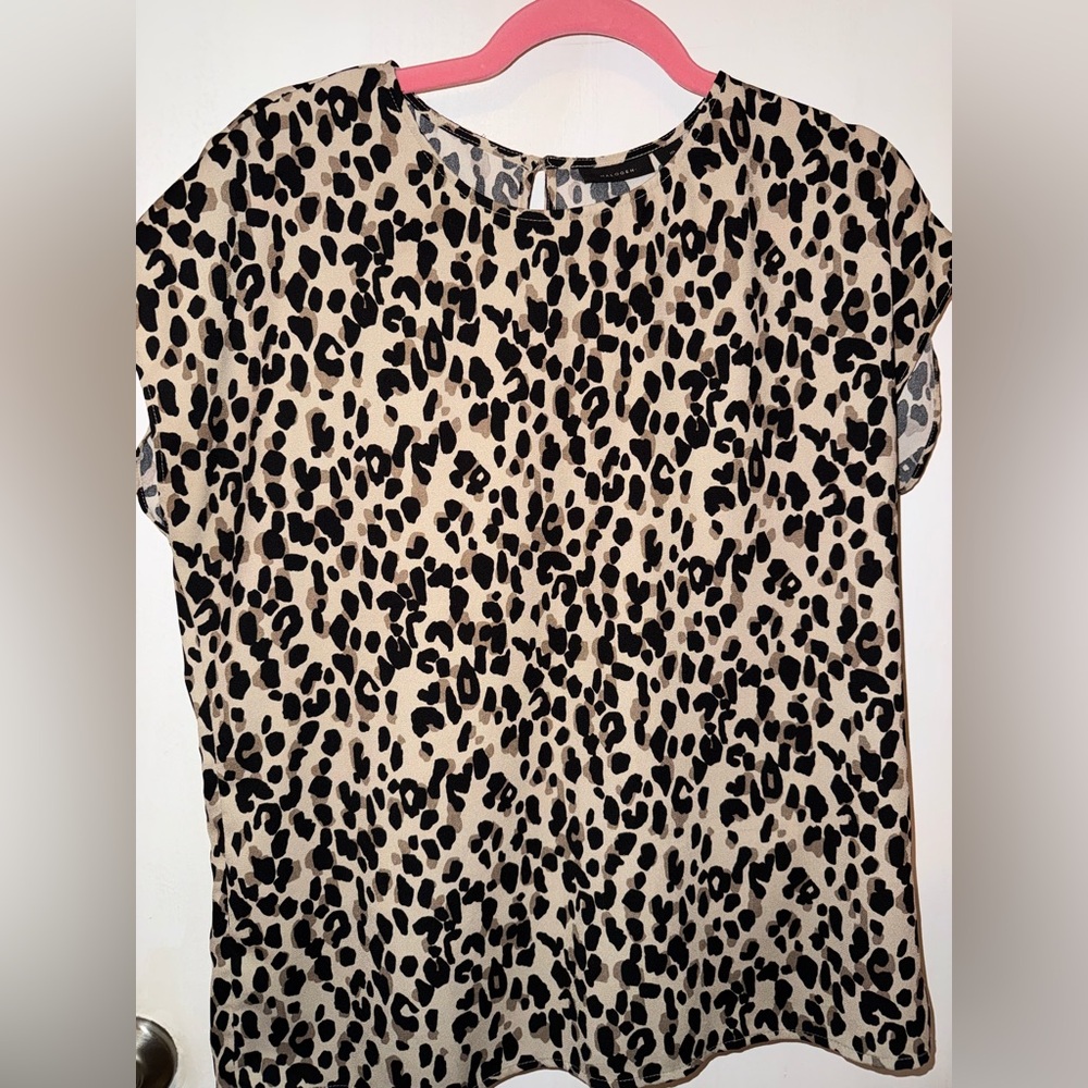 Halogen Black and Tan Animal Print Blouse